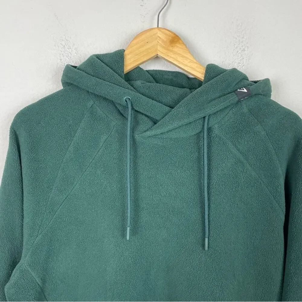 Gymshark Green Polar Fleece Hooded Pull Over Small Pockets Men's
